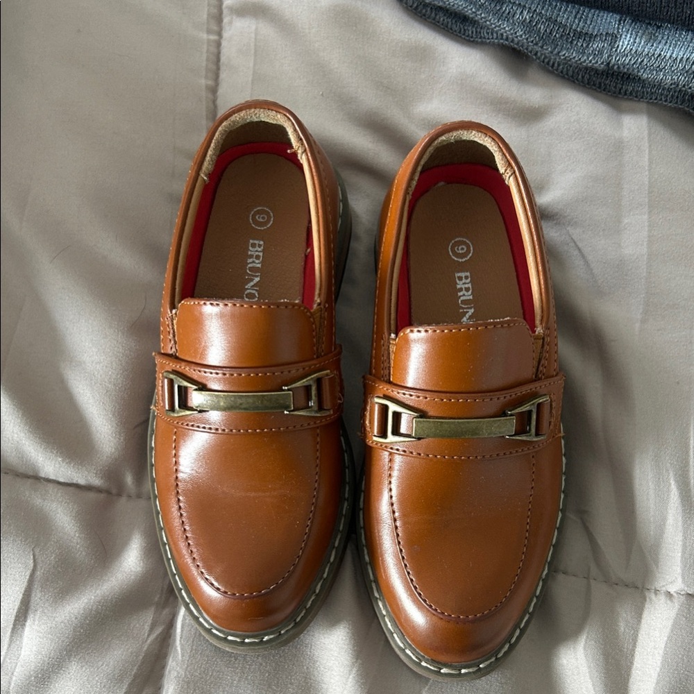 Bruno Magrc toddler Brown Leather Slip-On Loafers